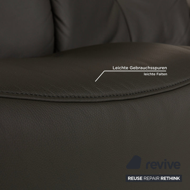 Mondo Varia Leather Three Seater Gray Sofa Couch