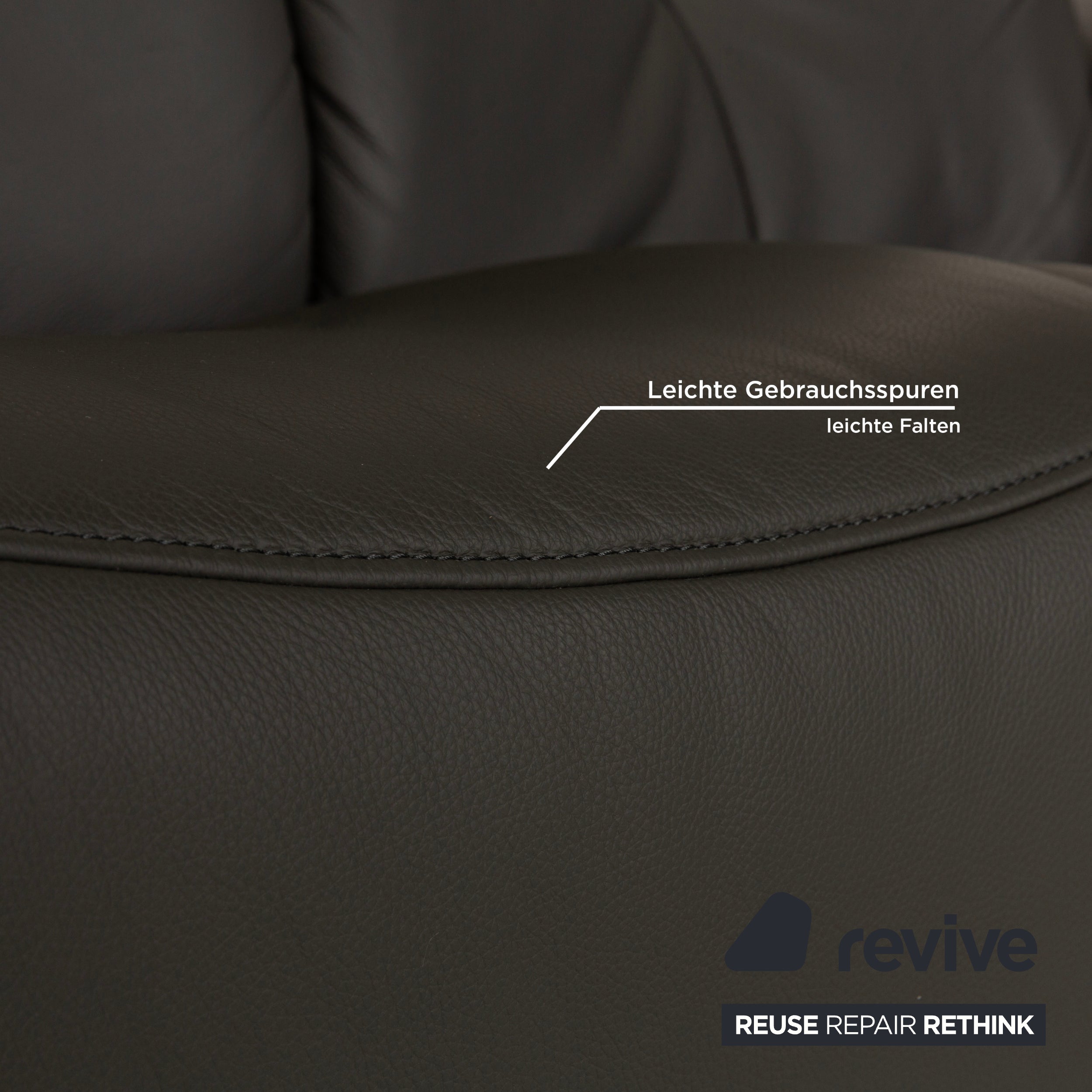 Mondo Varia Leather Three Seater Gray Sofa Couch