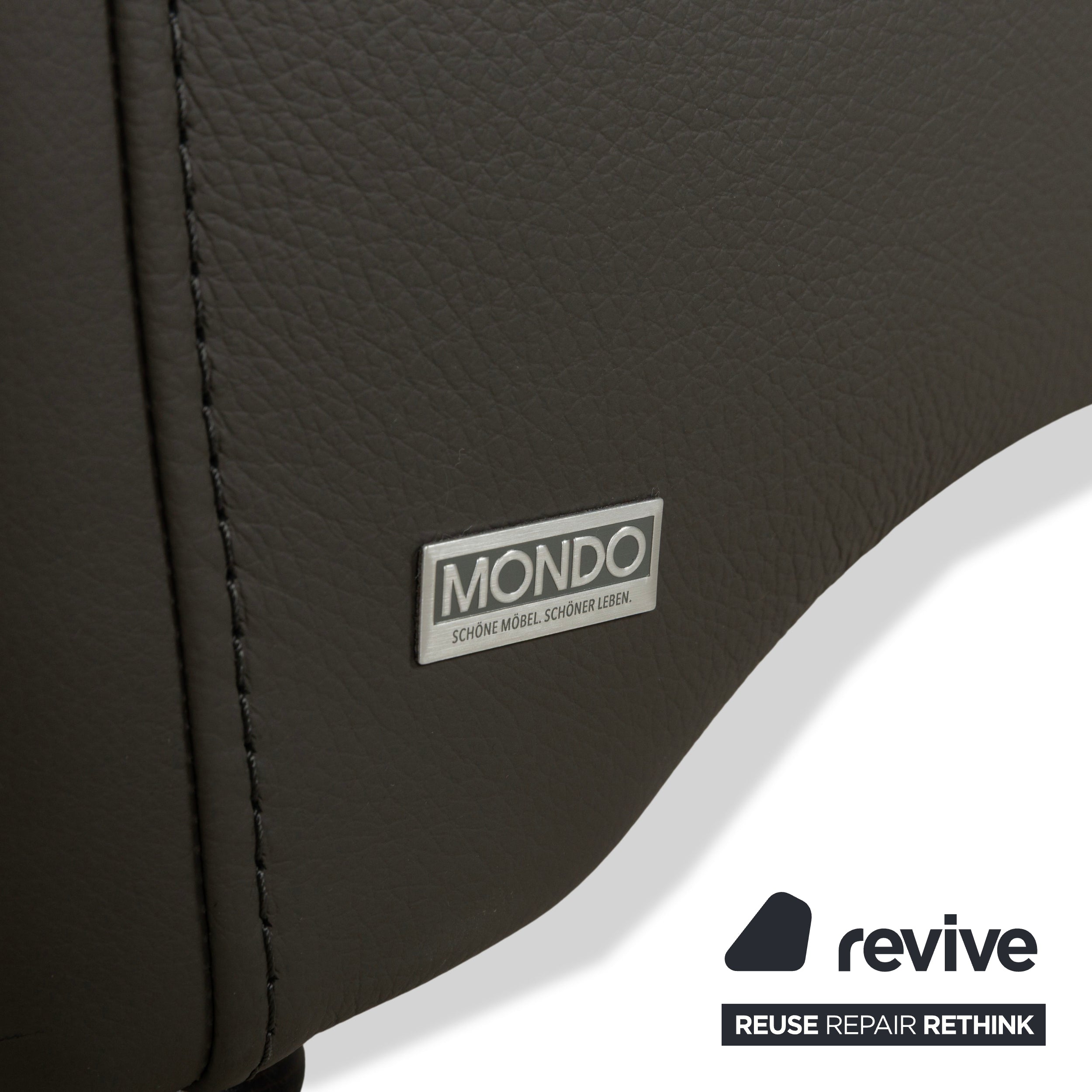 Mondo Varia Leder Dreisitzer Grau Sofa Couch