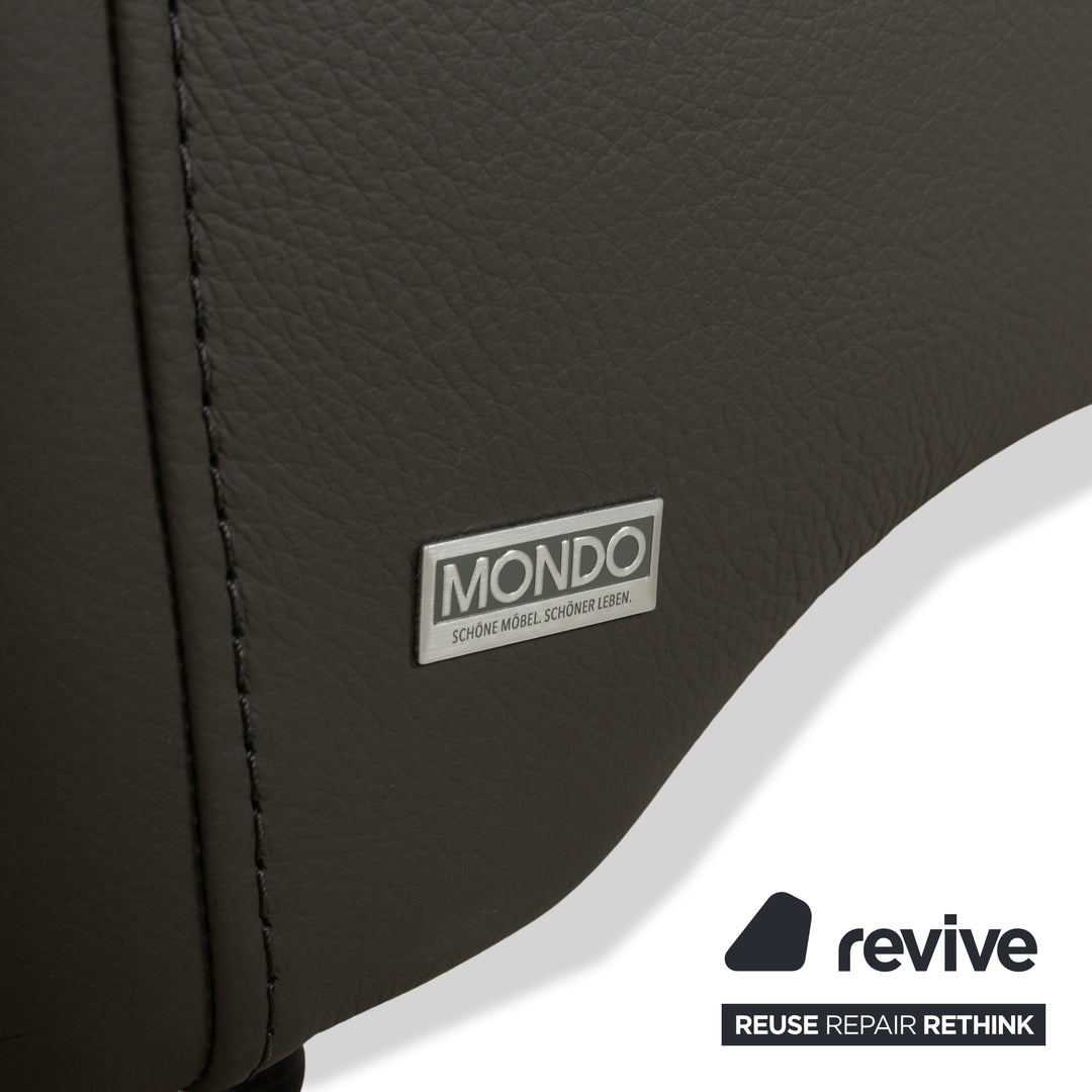 Canapé trois places en cuir gris Mondo Varia