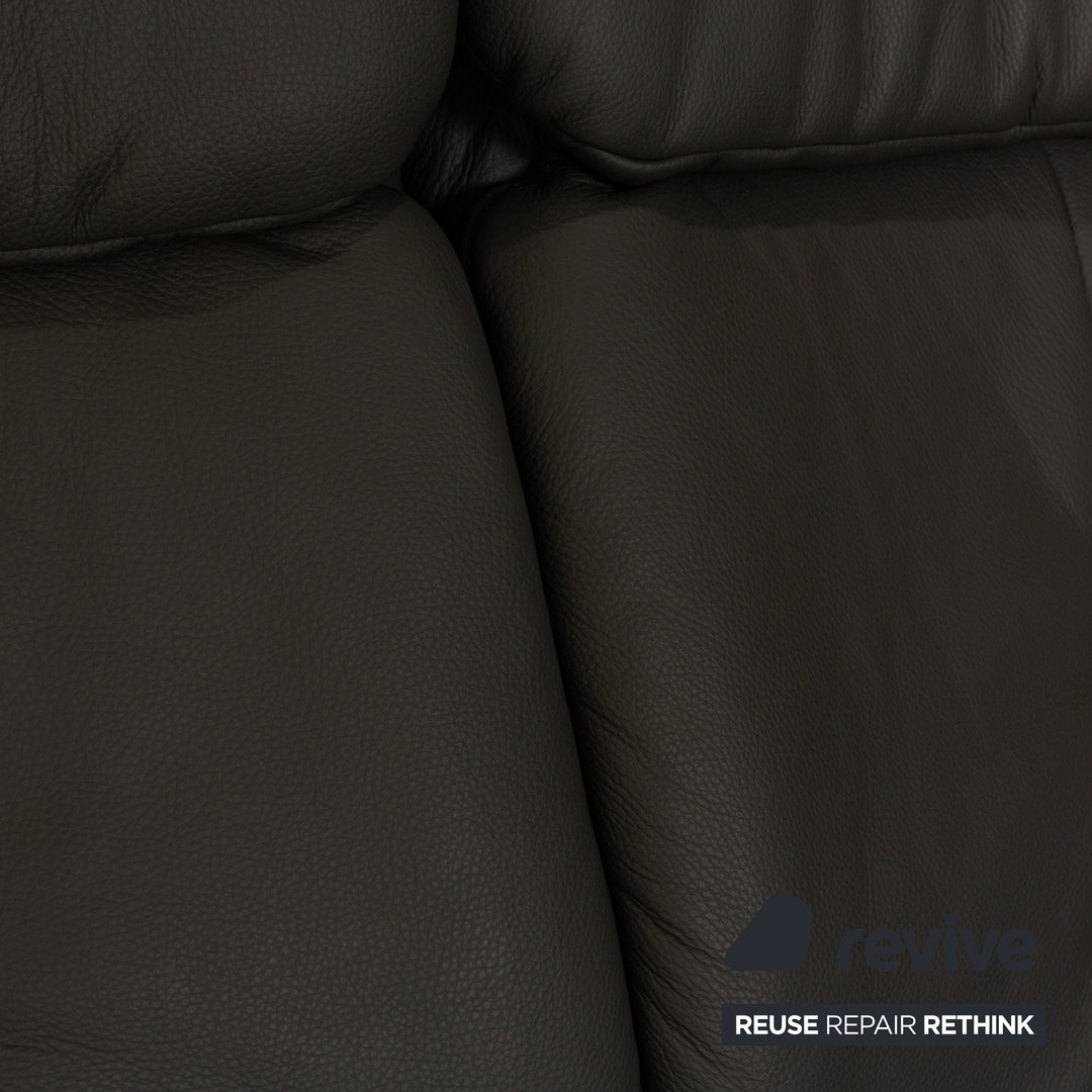 Mondo Varia Leather Three Seater Gray Sofa Couch