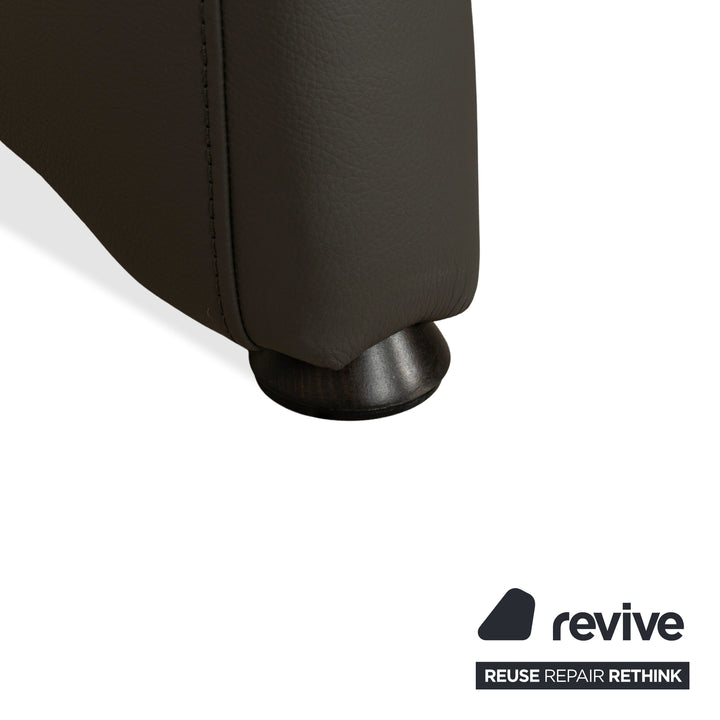 Mondo Varia Leather Three Seater Gray Sofa Couch