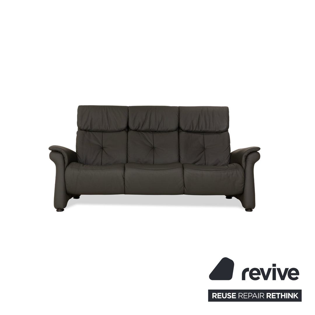 Mondo Varia Leather Three Seater Gray Sofa Couch