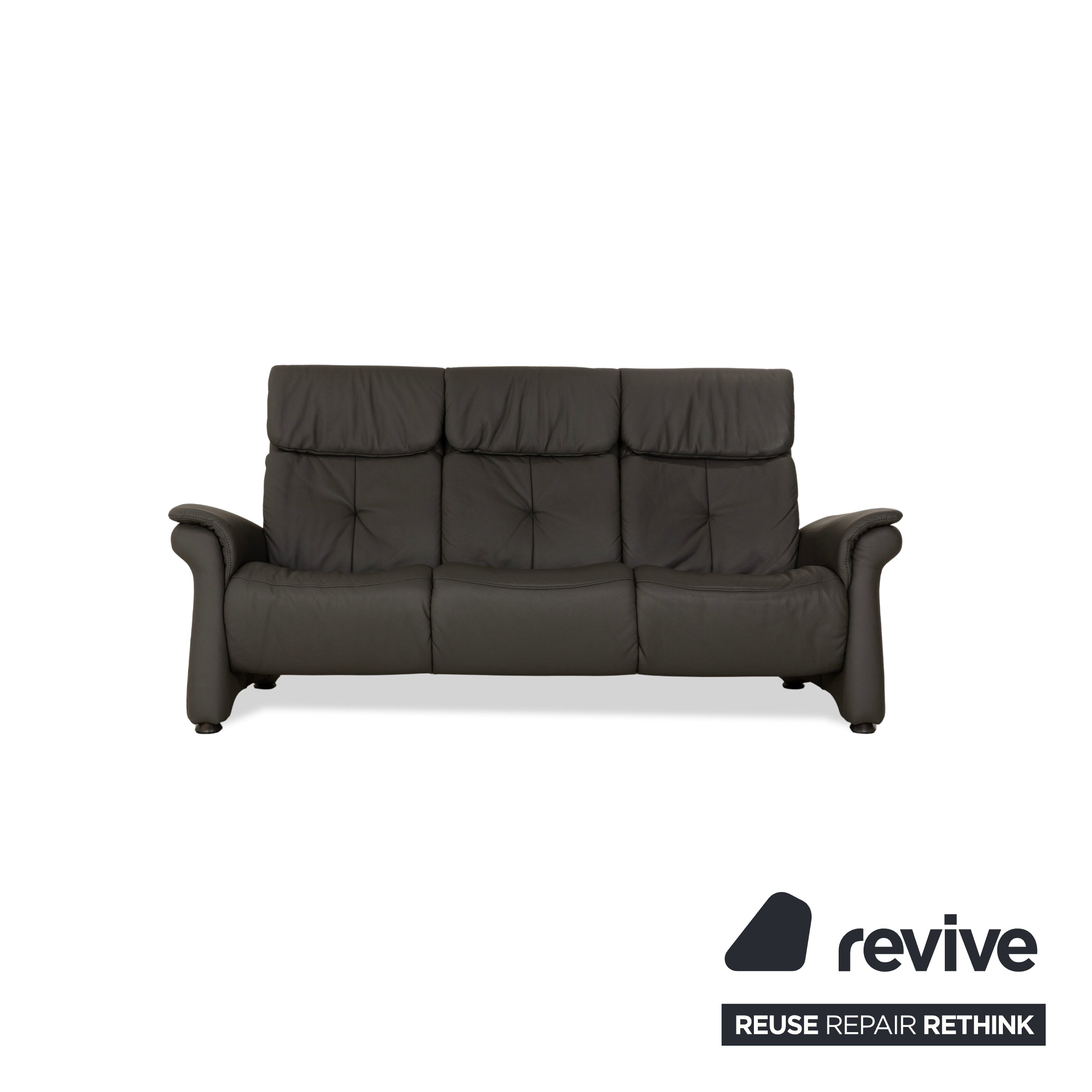 Mondo Varia Leather Three Seater Gray Sofa Couch