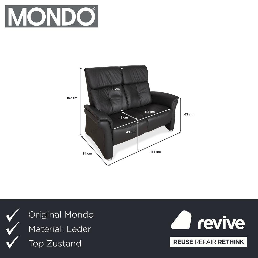 Mondo Varia Leder Zweisitzer Dunkelgrau Anthrazit