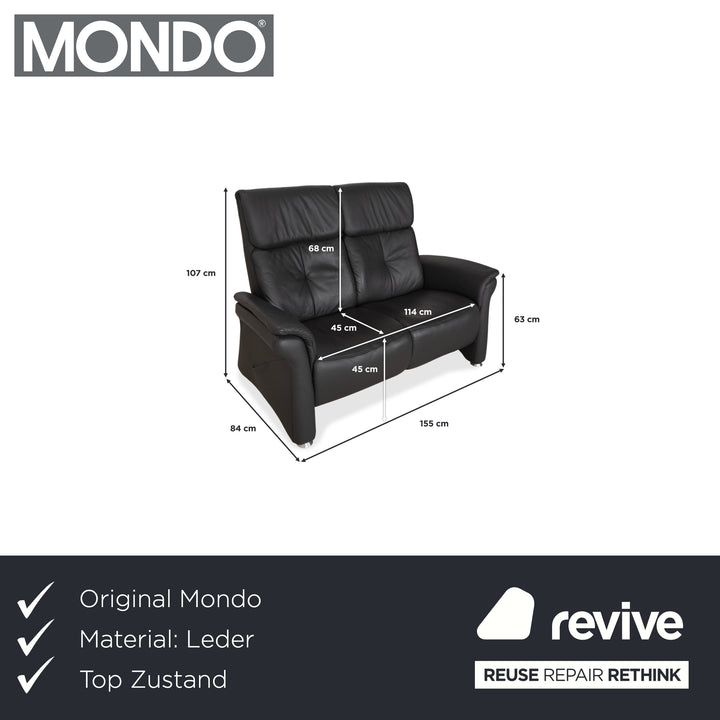 Mondo Varia Leder Zweisitzer Dunkelgrau Anthrazit