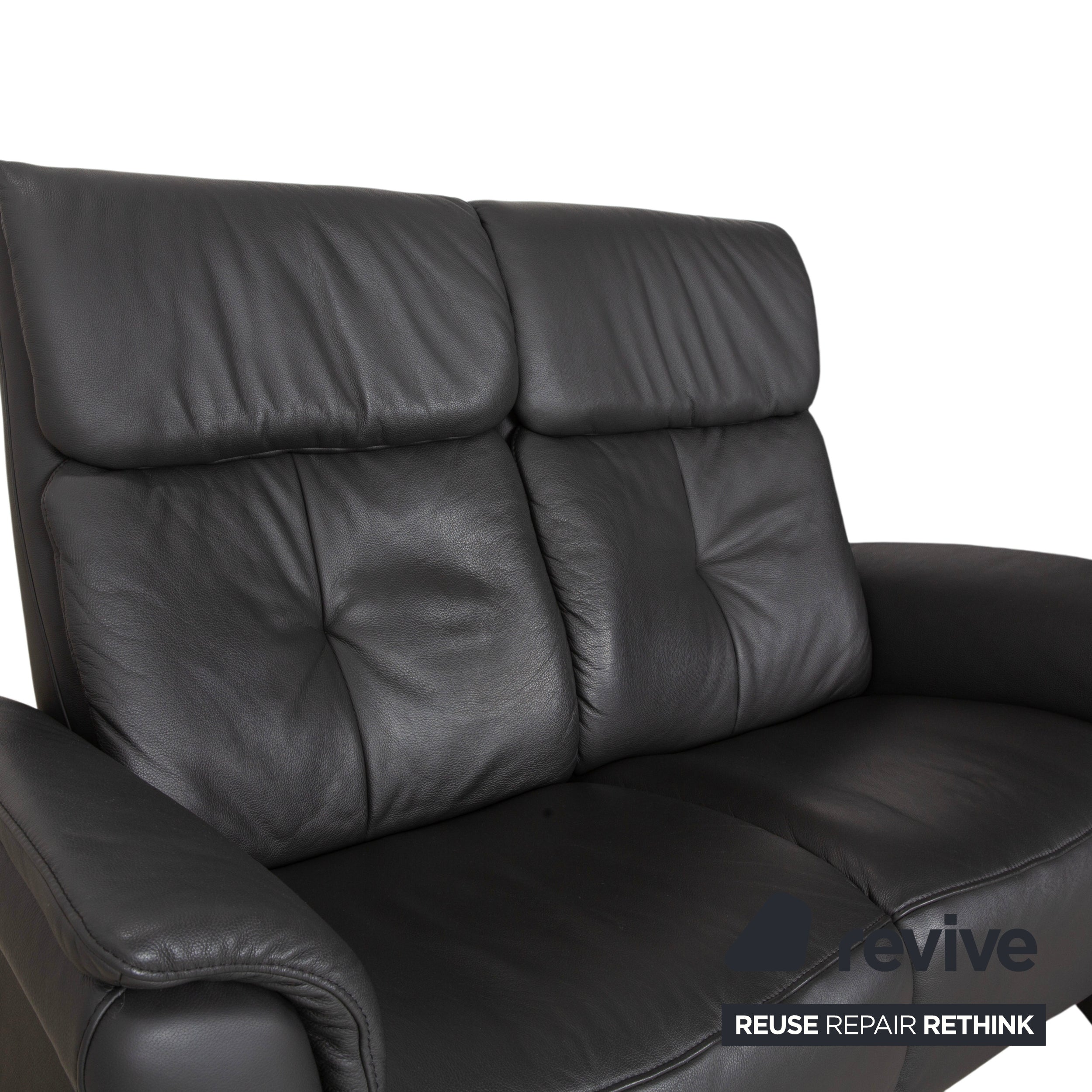 Mondo Varia deux places en cuir, gris anthracite foncé