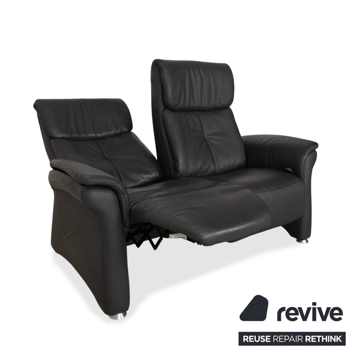 Mondo Varia, canapé deux places en cuir gris anthracite à commande manuelle