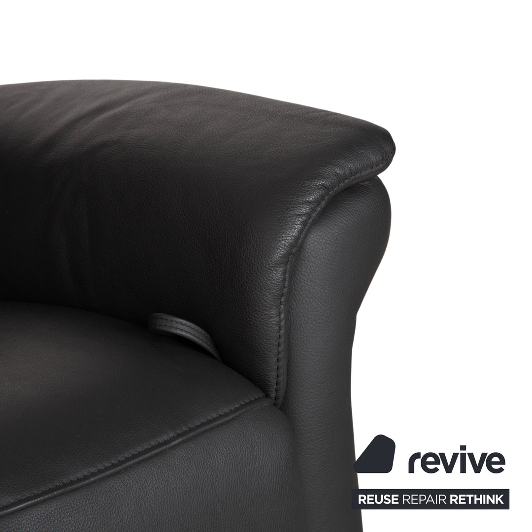 Mondo Varia, canapé deux places en cuir gris anthracite à commande manuelle