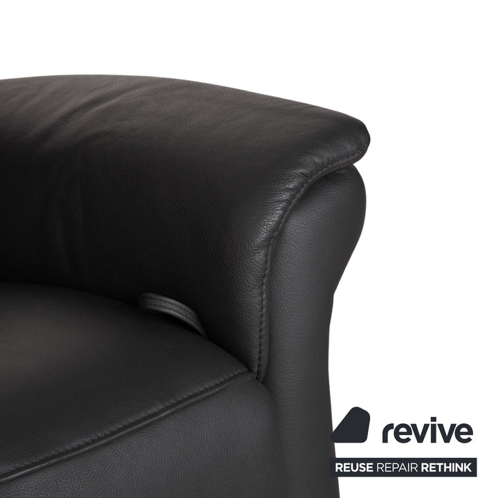 Mondo Varia, canapé deux places en cuir gris anthracite à commande manuelle