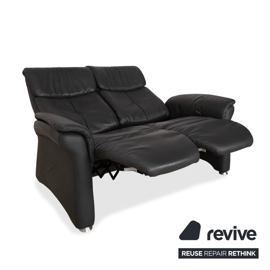 Mondo Varia, canapé deux places en cuir gris anthracite à commande manuelle