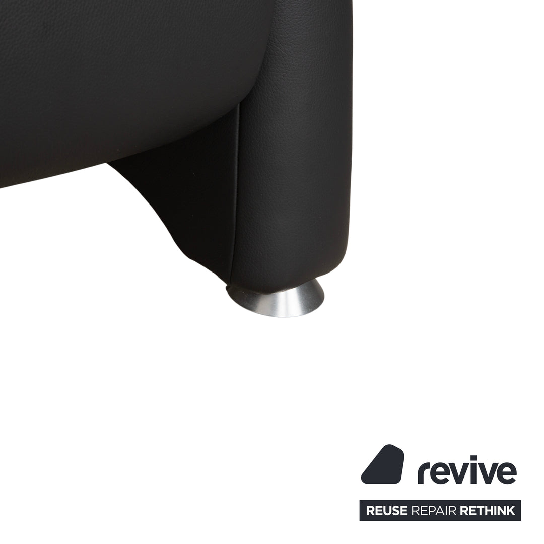 Mondo Varia, canapé deux places en cuir gris anthracite à commande manuelle