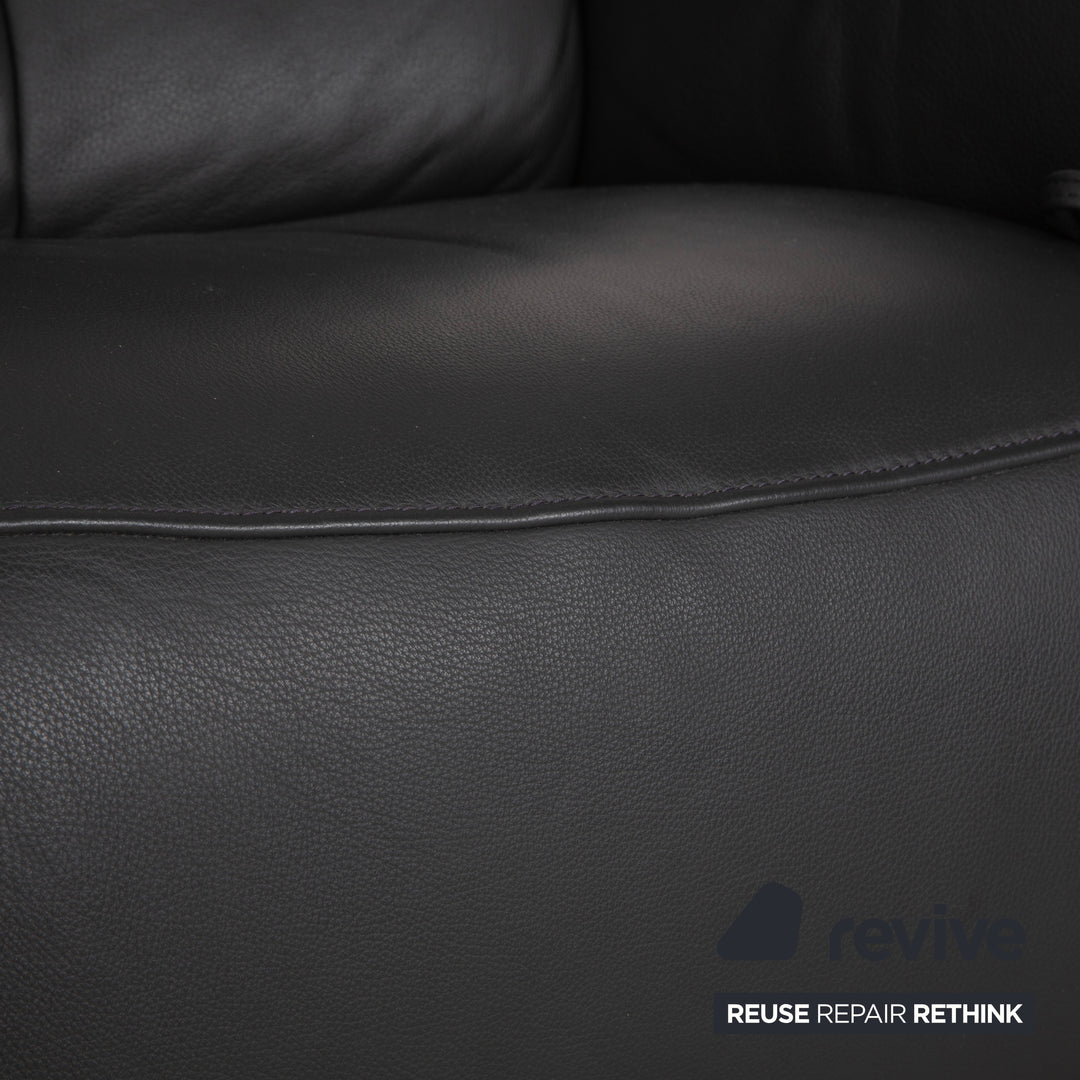 Mondo Varia, canapé deux places en cuir gris anthracite à commande manuelle