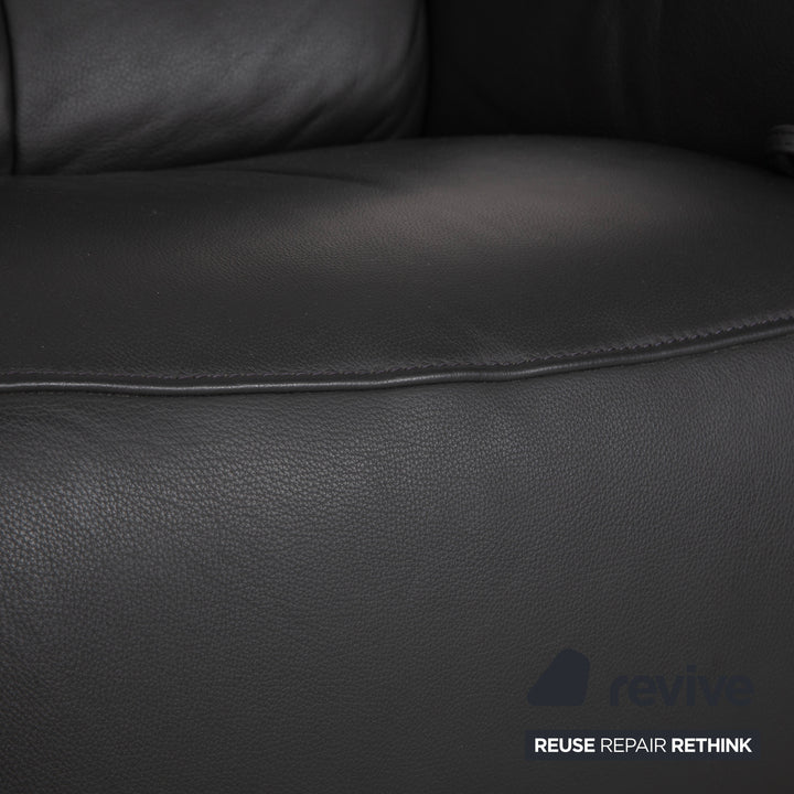 Mondo Varia, canapé deux places en cuir gris anthracite à commande manuelle