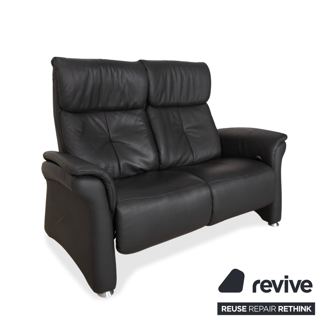 Mondo Varia, canapé deux places en cuir gris anthracite à commande manuelle