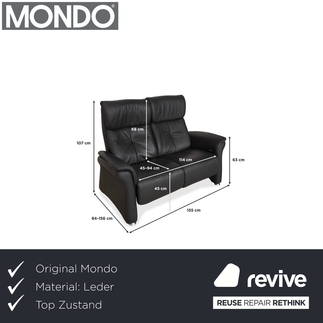 Mondo Varia, canapé deux places en cuir gris anthracite à commande manuelle