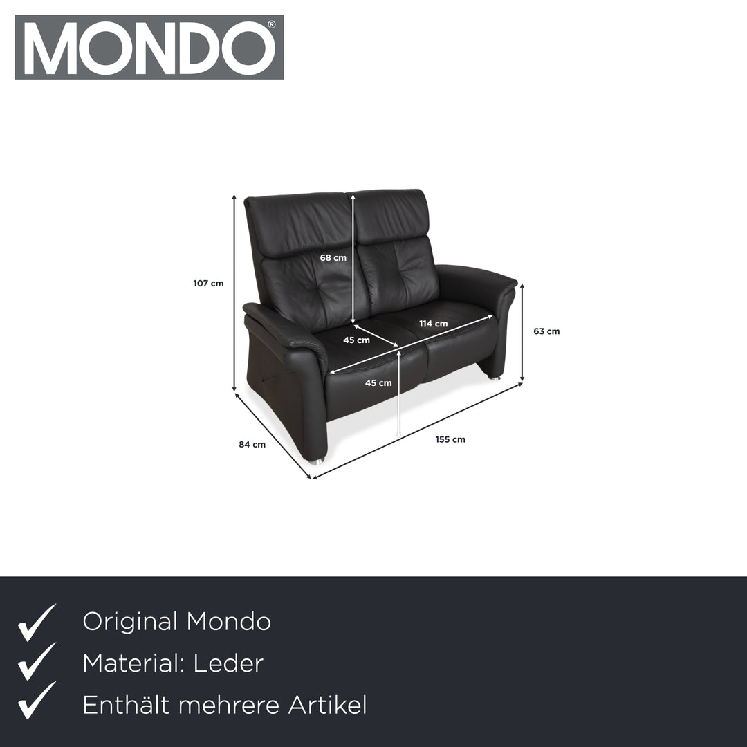 Mondo Varia leather two-seater dark grey anthracite manual function