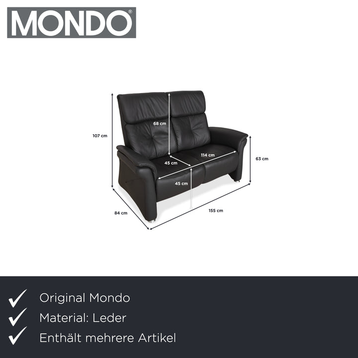 Mondo Varia leather two-seater dark grey anthracite manual function