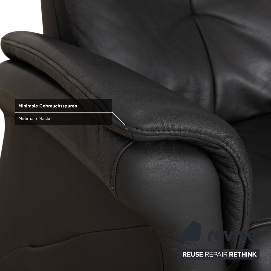 Mondo Varia, canapé deux places en cuir gris anthracite à commande manuelle