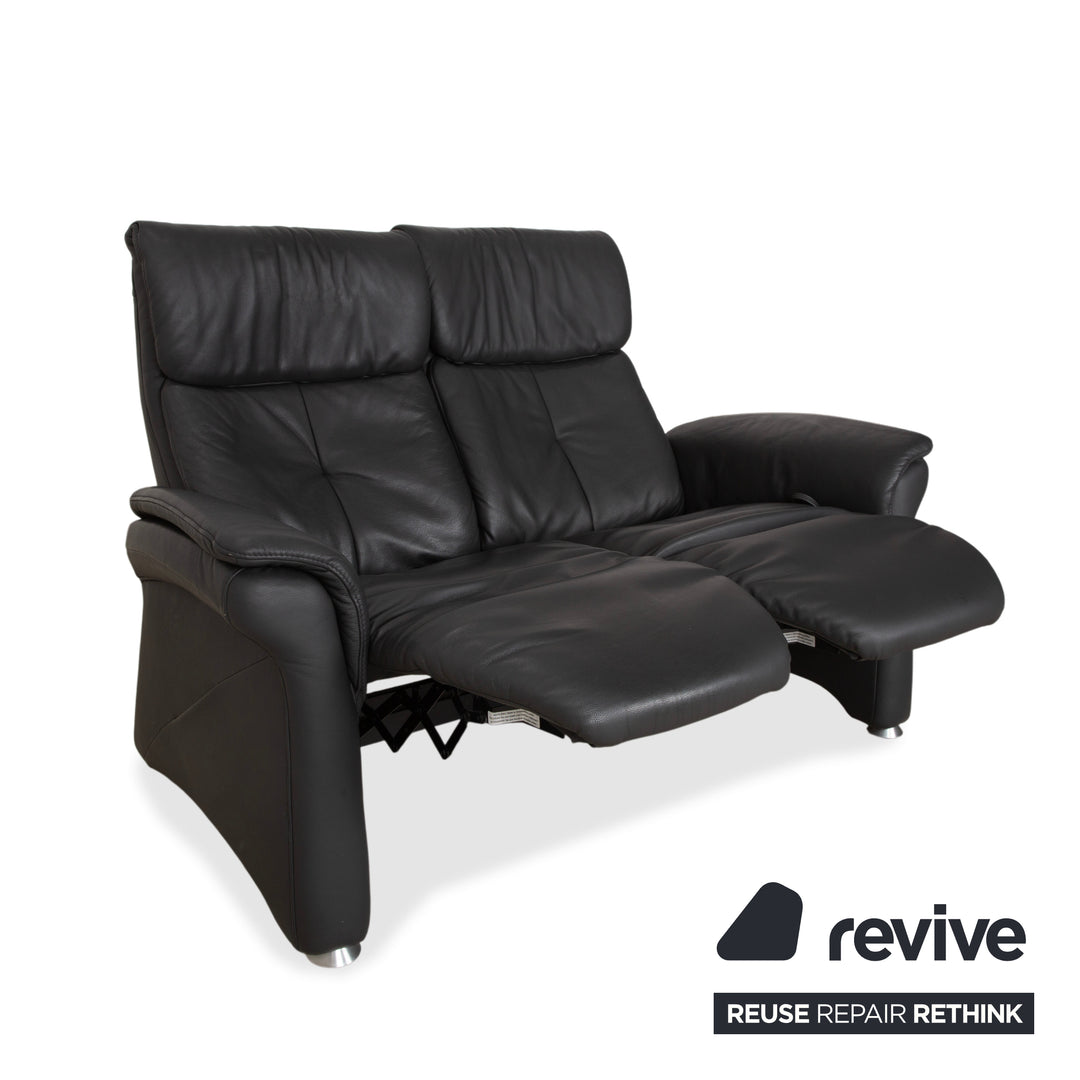 Mondo Varia, canapé deux places en cuir gris anthracite à commande manuelle