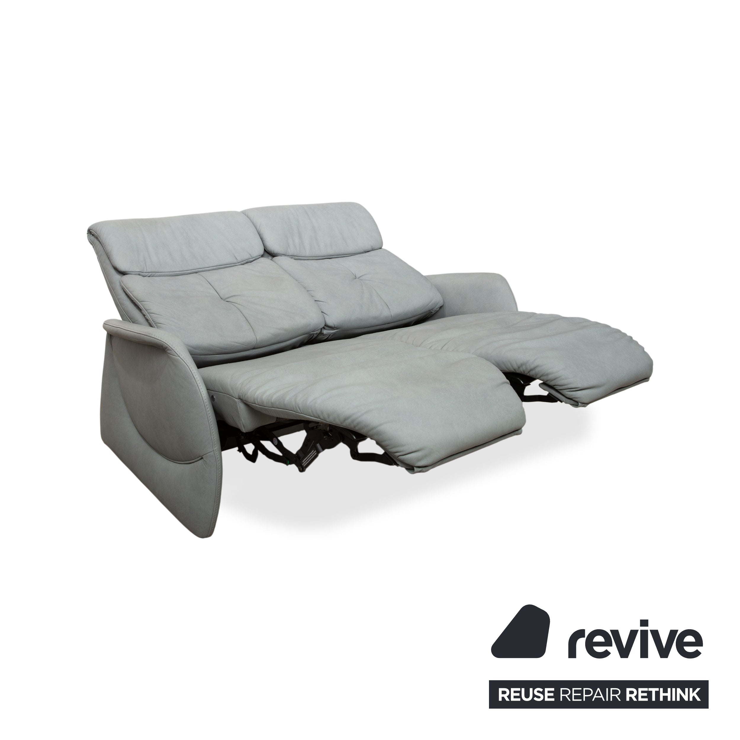 Mondo Varia Leder Zweisitzer Grau Blau elektrische Funktion Sofa Couch