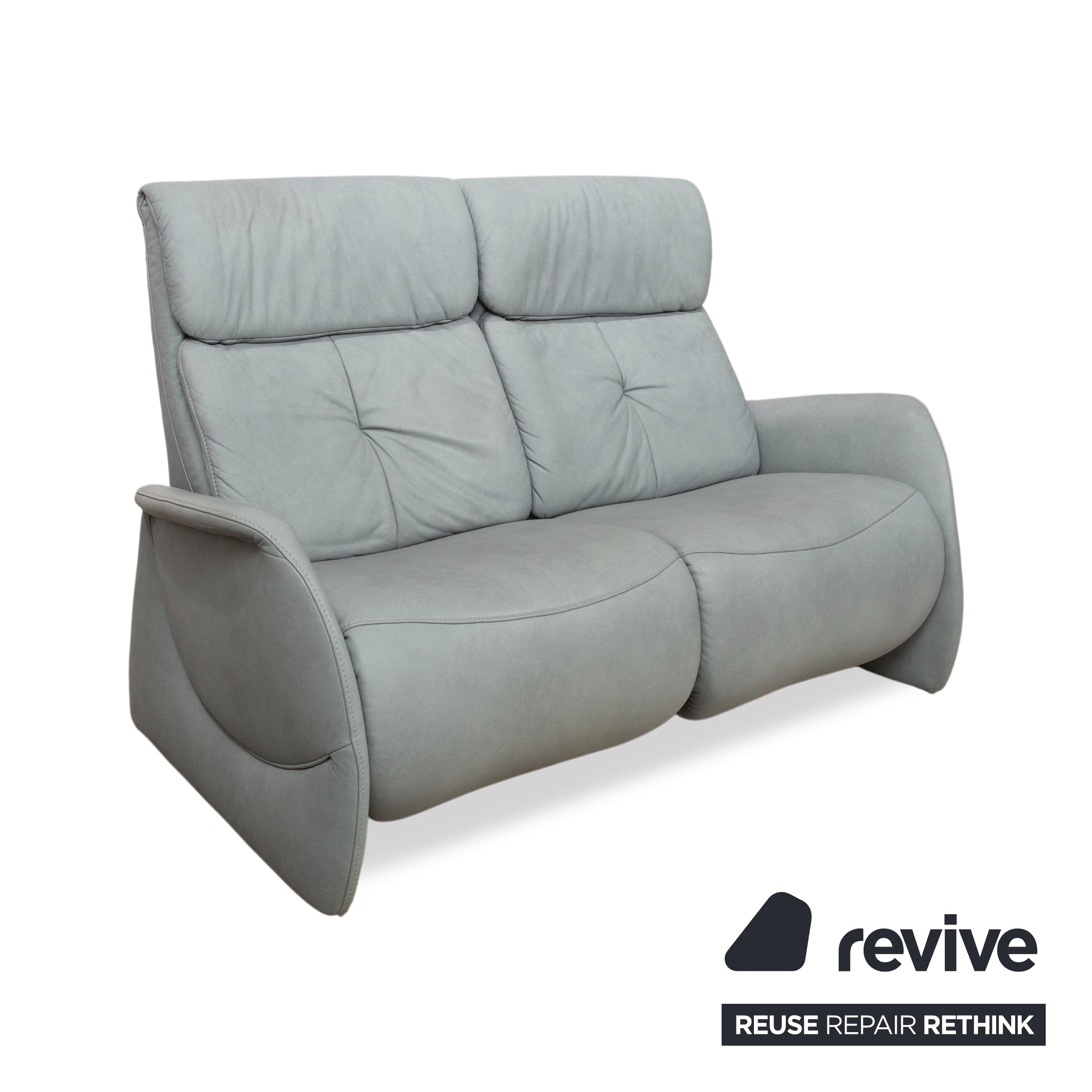 Mondo Varia Leder Zweisitzer Grau Blau elektrische Funktion Sofa Couch
