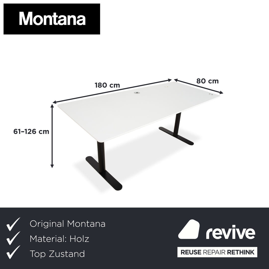 Montana HiLow Holz Schreibtisch Weiß elektrische Funktion
