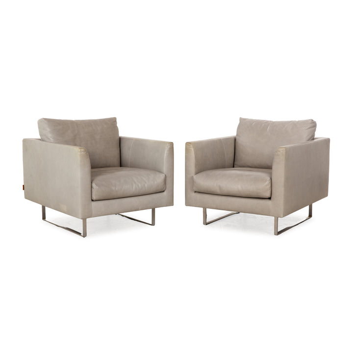 Montis Axel Leder Sessel Garnitur Grau Greige sx Sessel