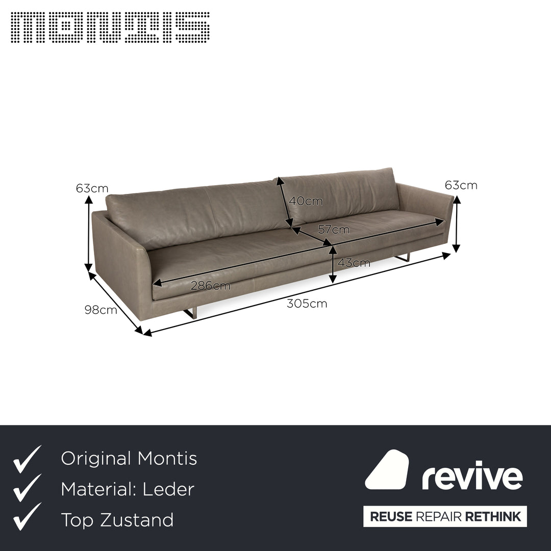 Montis Axel Leather Four-Seater Gray Sofa Couch