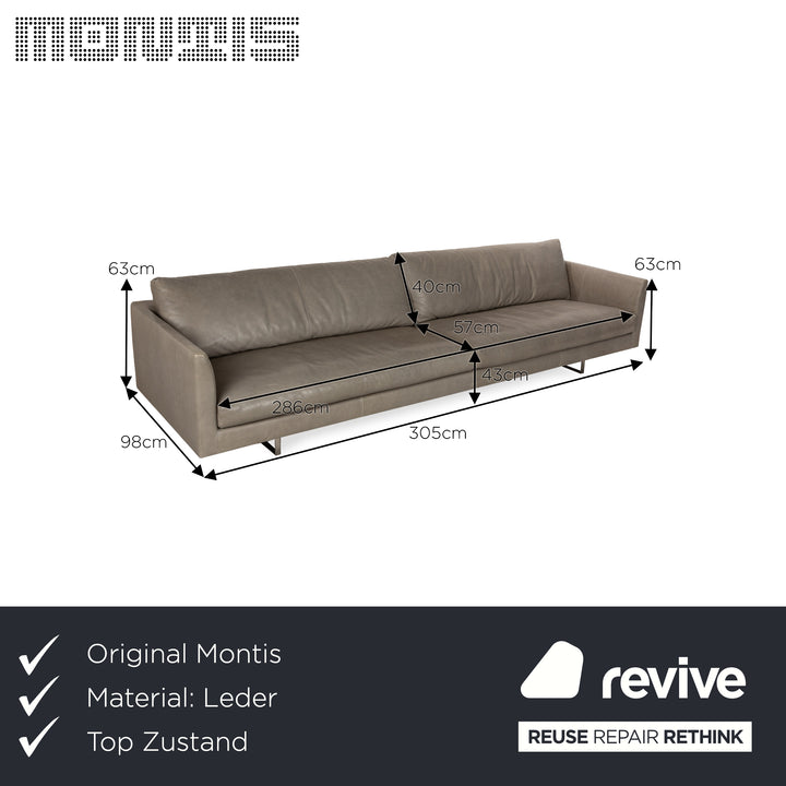 Montis Axel Leather Four-Seater Gray Sofa Couch