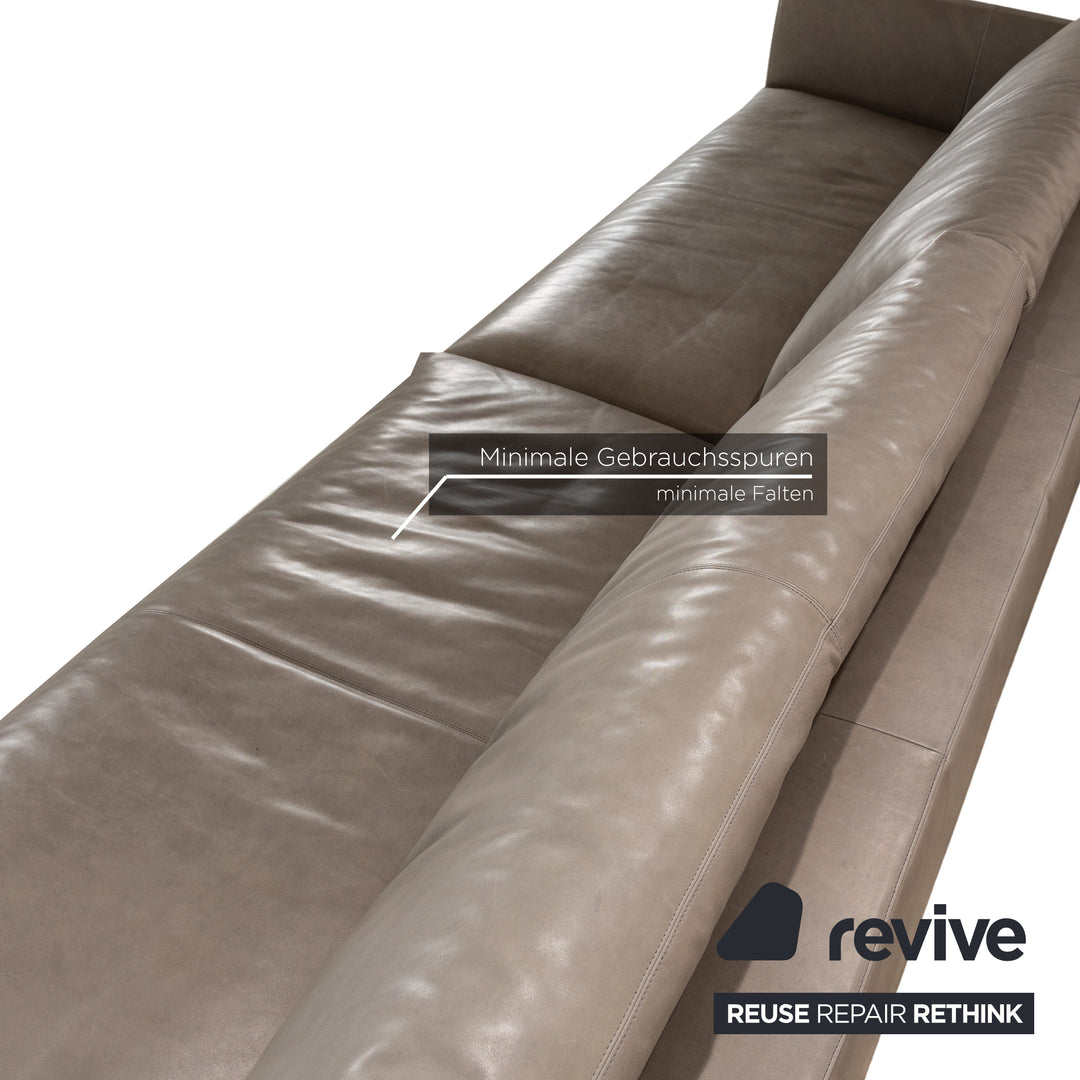 Montis Axel Leather Four-Seater Gray Sofa Couch