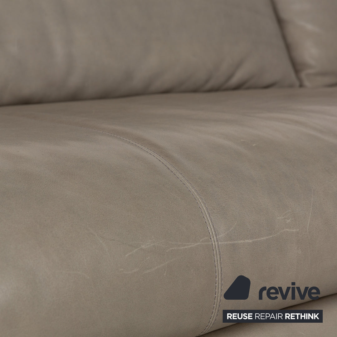 Montis Axel Leather Four-Seater Gray Sofa Couch