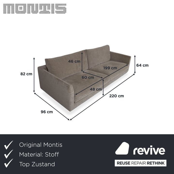 Montis Axel Stoff Viersitzer Grau Sofa Couch