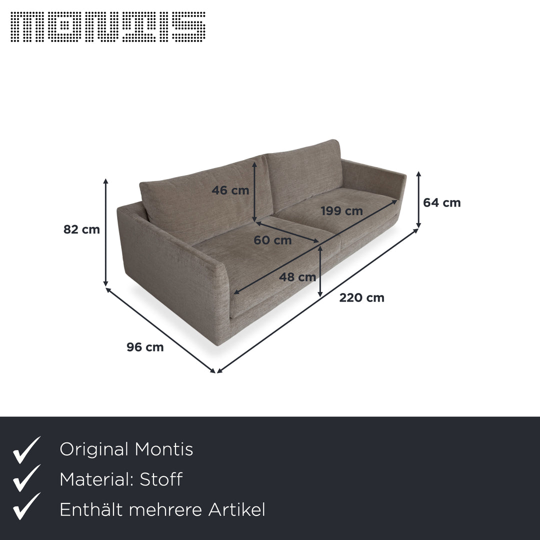 Tabouret quatre places en tissu Montis Axel, canapé gris