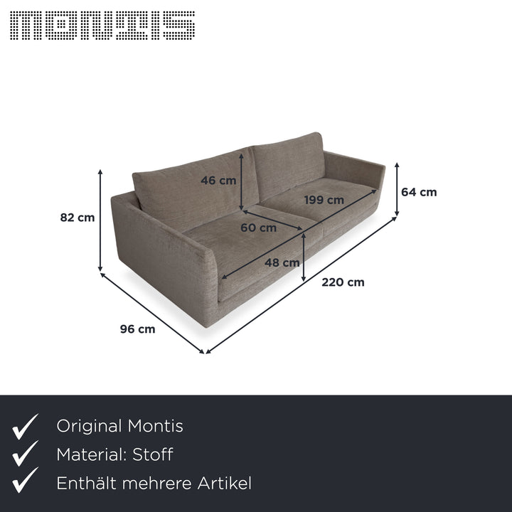 Tabouret quatre places en tissu Montis Axel, canapé gris