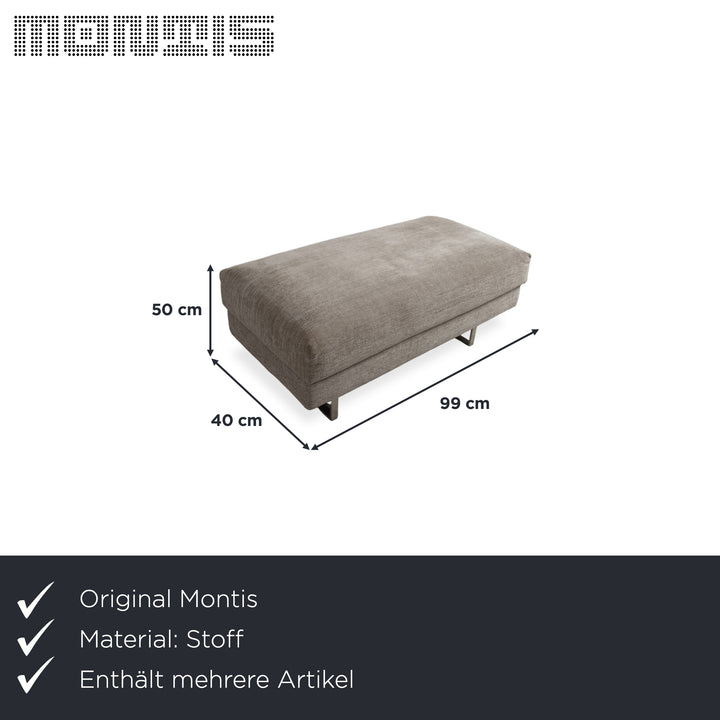 Tabouret quatre places en tissu Montis Axel, canapé gris