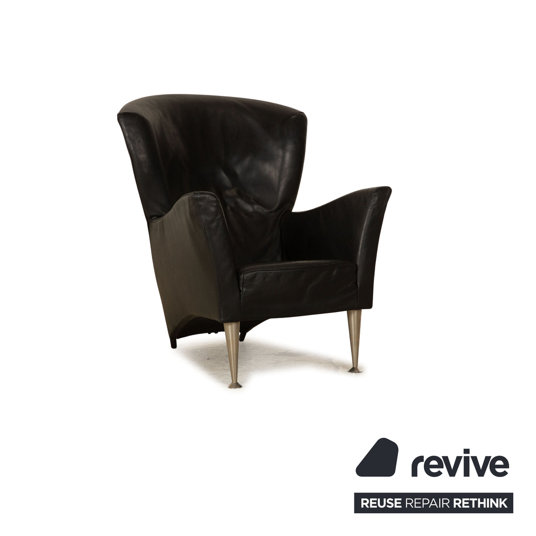 Montis Castor leather armchair black incl. stool