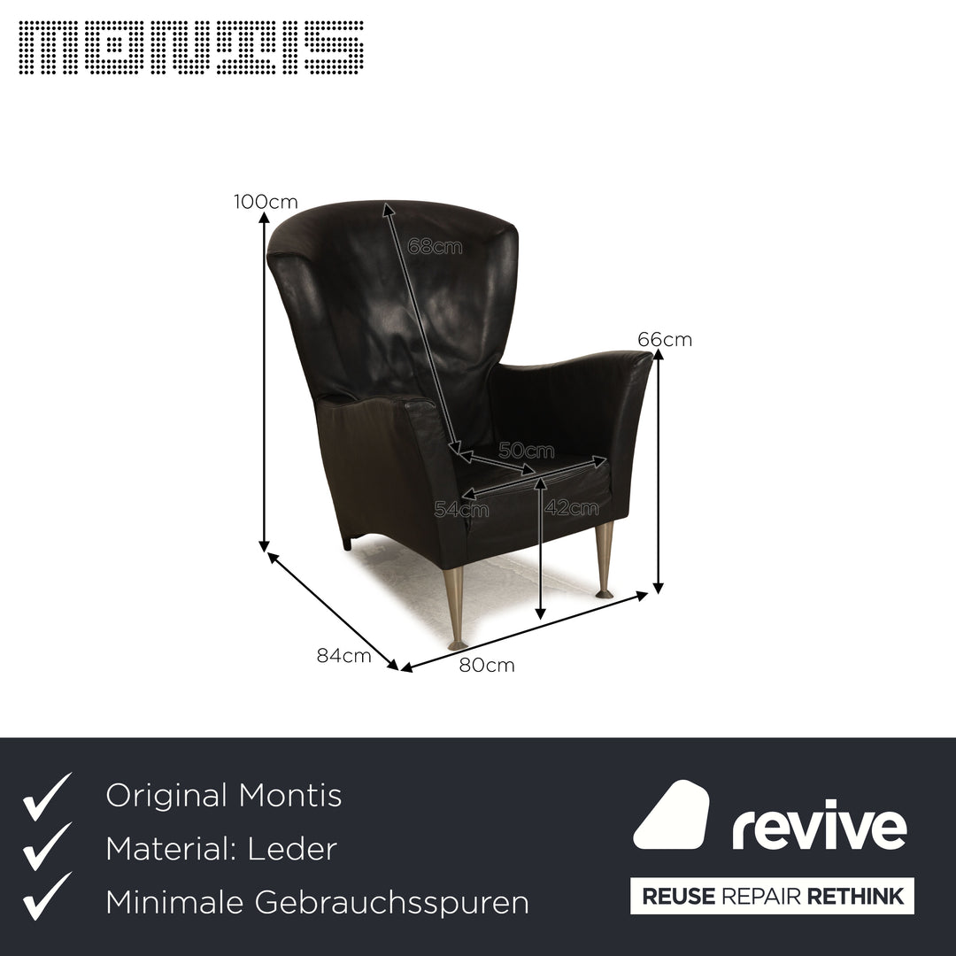 Montis Castor leather armchair black incl. stool