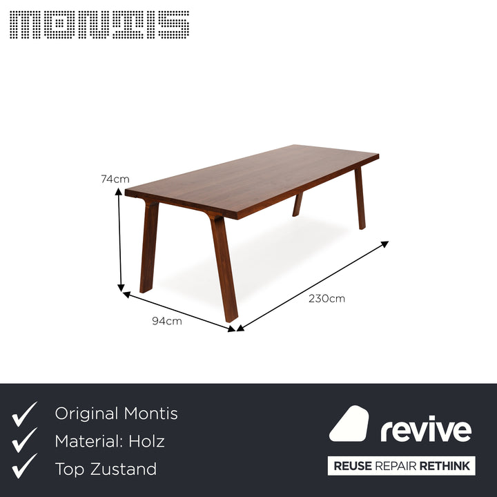 Montis Doble Wooden Dining Table Brown Walnut 230 x 94 x 74 cm