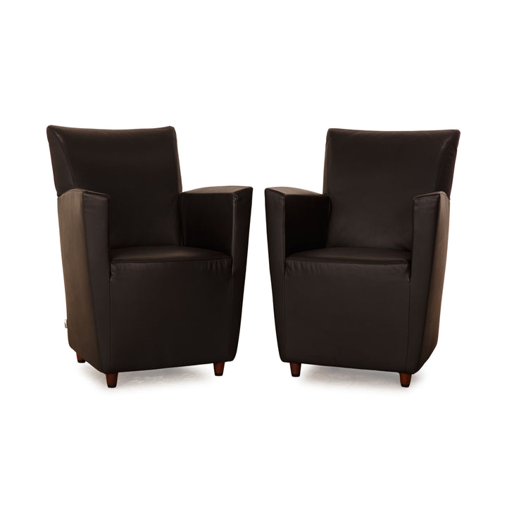 Montis leather armchair set black 2x armchairs