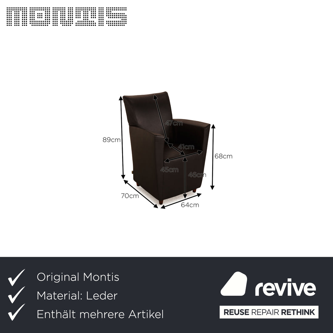 Montis leather armchair set black 3x armchairs