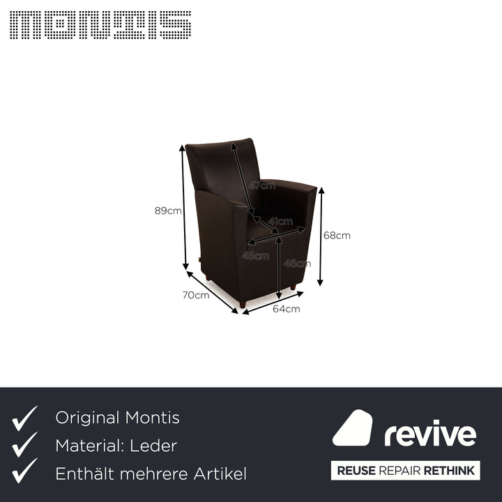 Montis leather armchair set black 3x armchairs