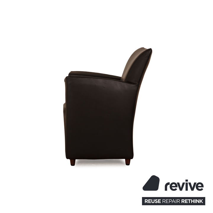 Montis leather armchair set black 3x armchairs