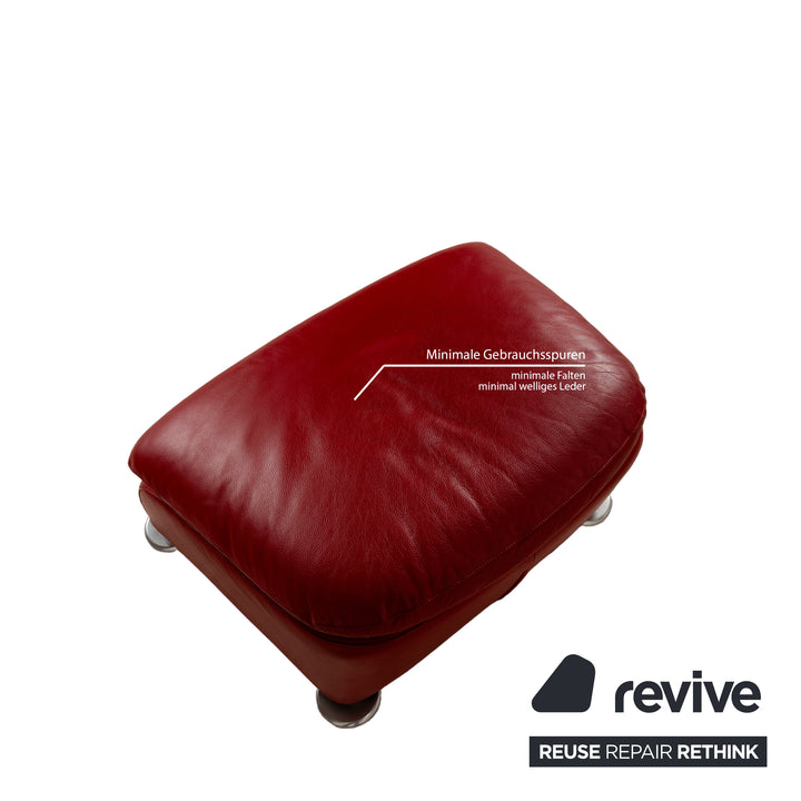 Montis Loge Leather Armchair and Stool Red