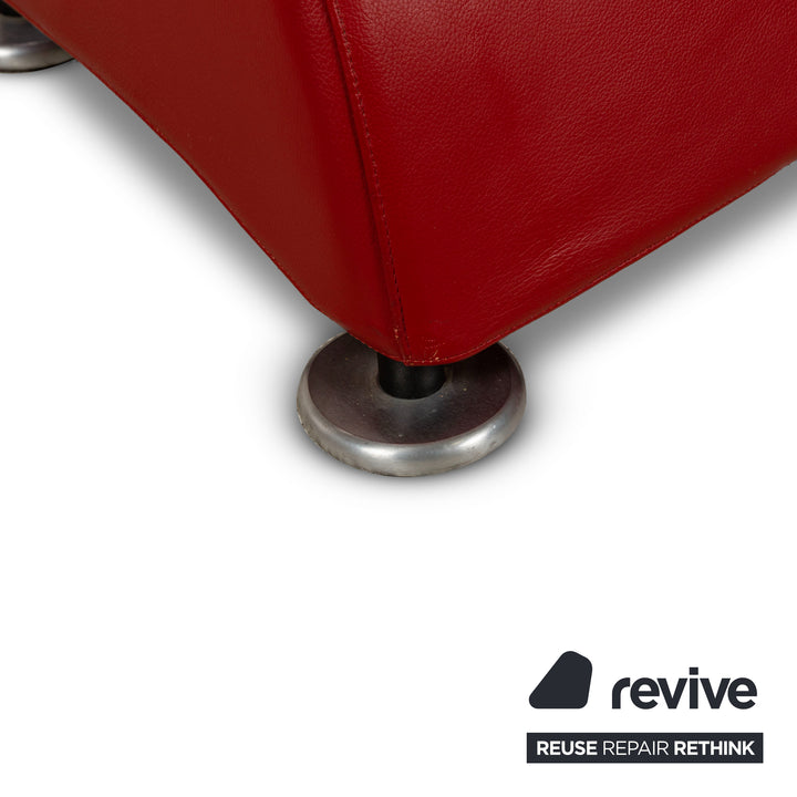 Montis Loge Leather Armchair and Stool Red