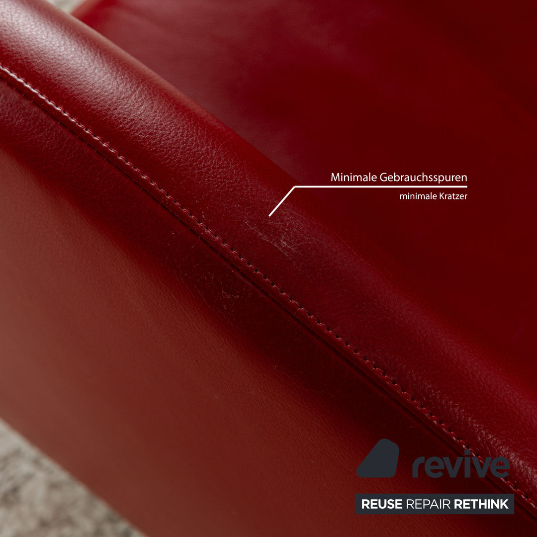 Montis Loge Leather Armchair and Stool Red