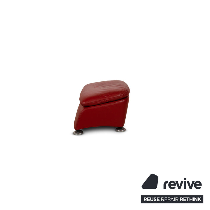 Montis Loge Leather Armchair and Stool Red