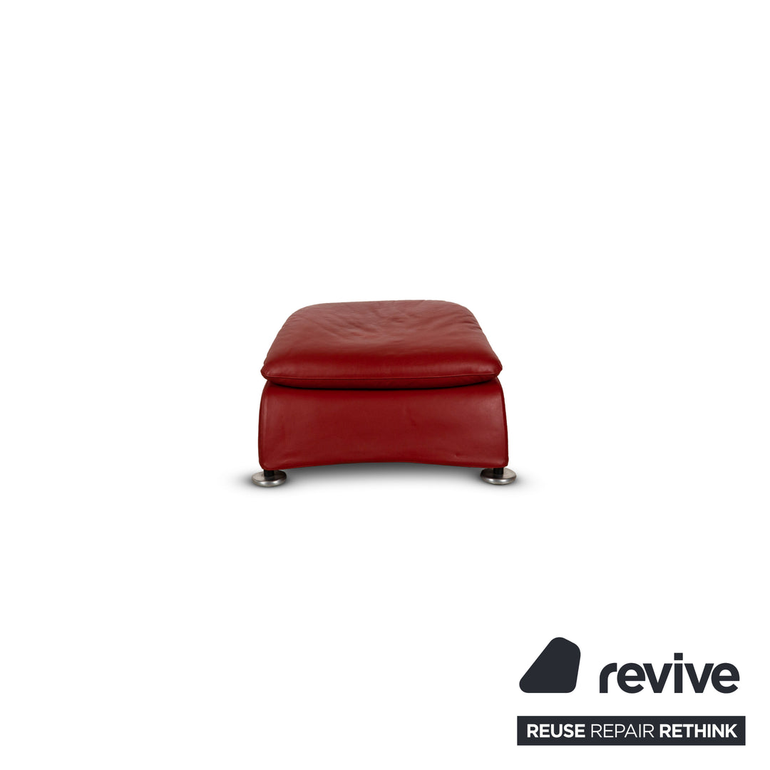 Montis Loge Leather Armchair and Stool Red