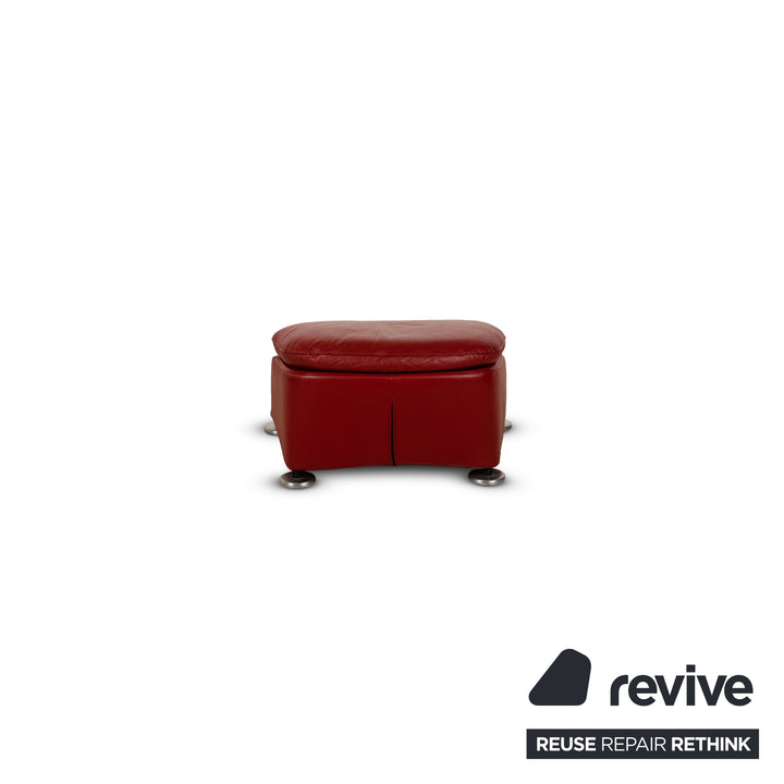 Montis Loge Leather Armchair and Stool Red