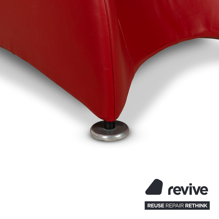 Montis Loge Leather Armchair and Stool Red